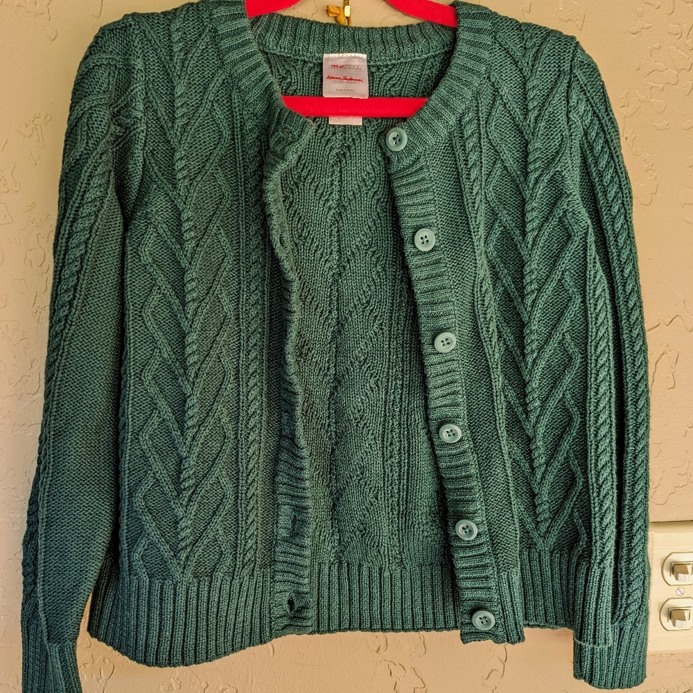 NWOT Hanna Andersson green cable knit sweater